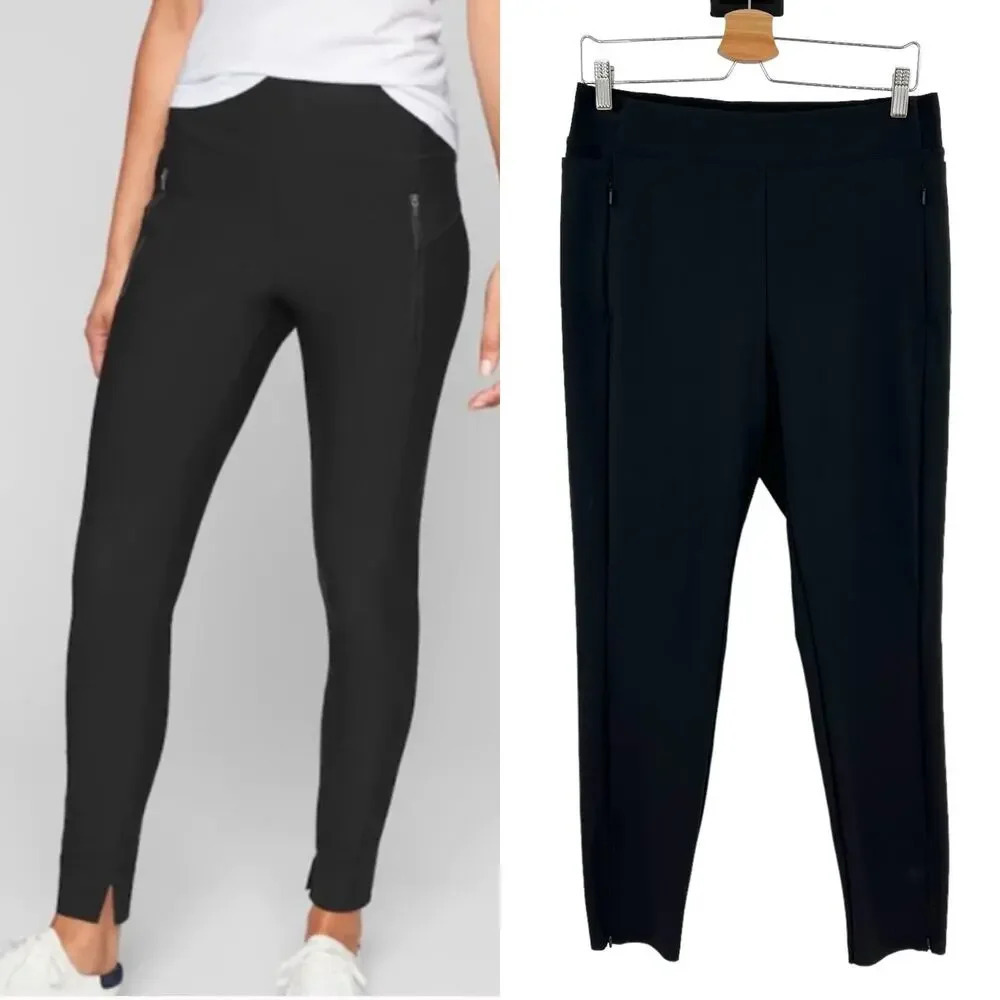 Athleta Stellar Tight Leggings Solid Black Pants‎ Athleisure Active Size 12